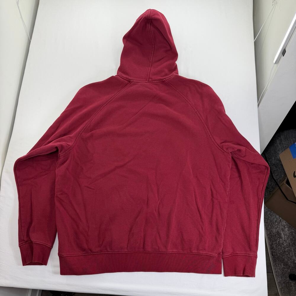 Vintage 90s y2k Red Nike Hoodie Embroidered Swoosh Men's L Sweatshirt Silver Tag - Picture 4 of 6